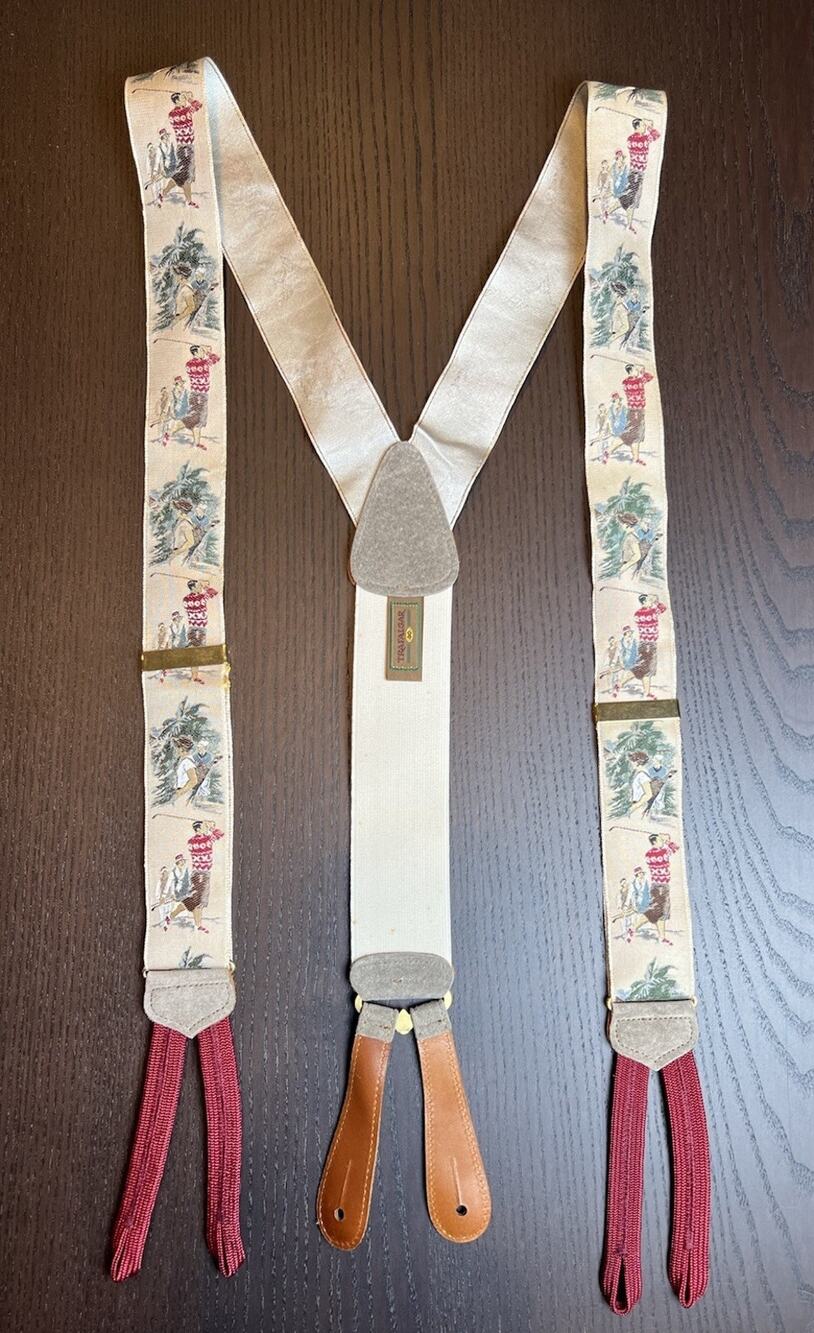 Vtg Trafalgar St. Andrews Golf Silk Suede Limited Edition Adjustable Suspenders